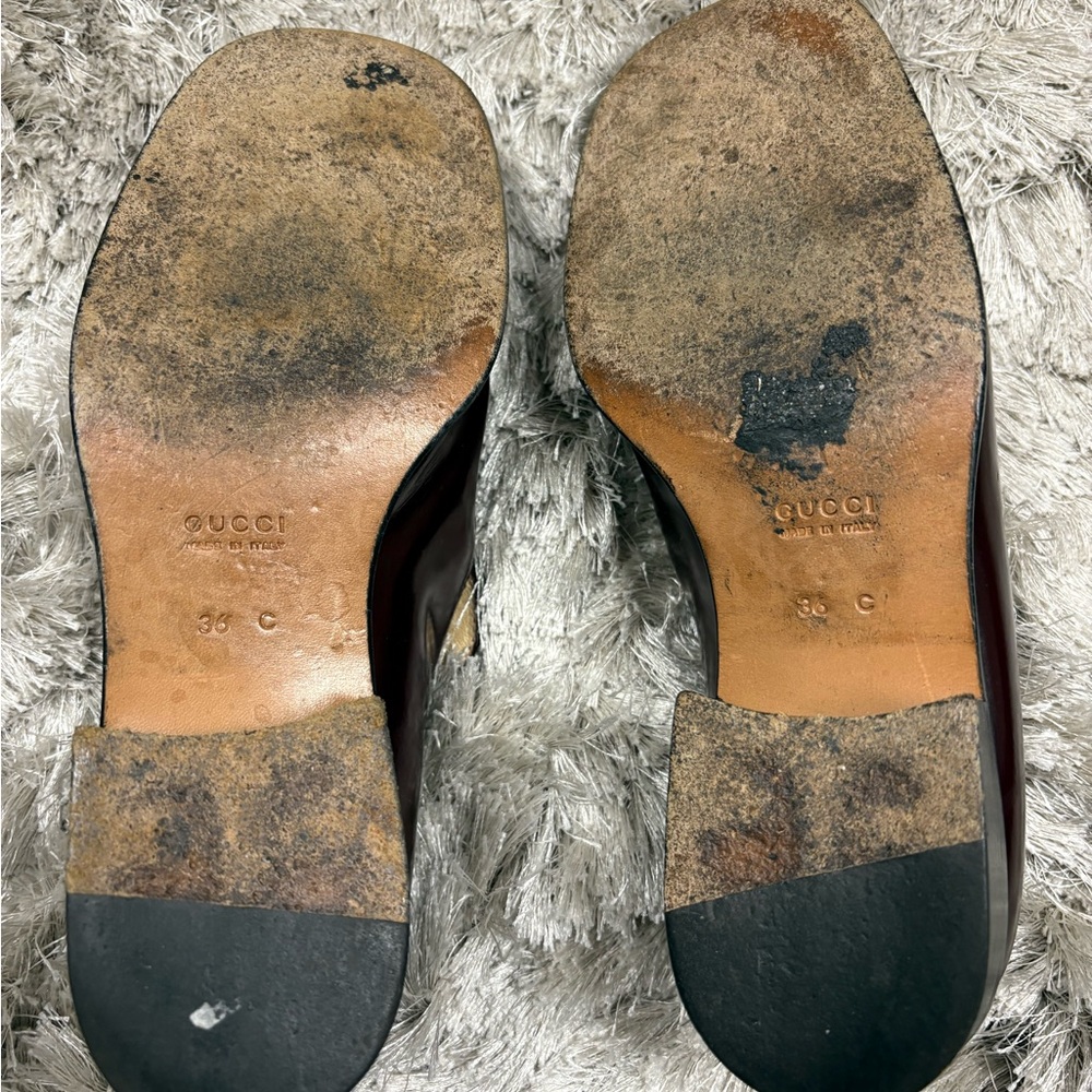 Vintage Gucci Dark Red Loafers with Silver Gucci accent - Picture 7 of 13
